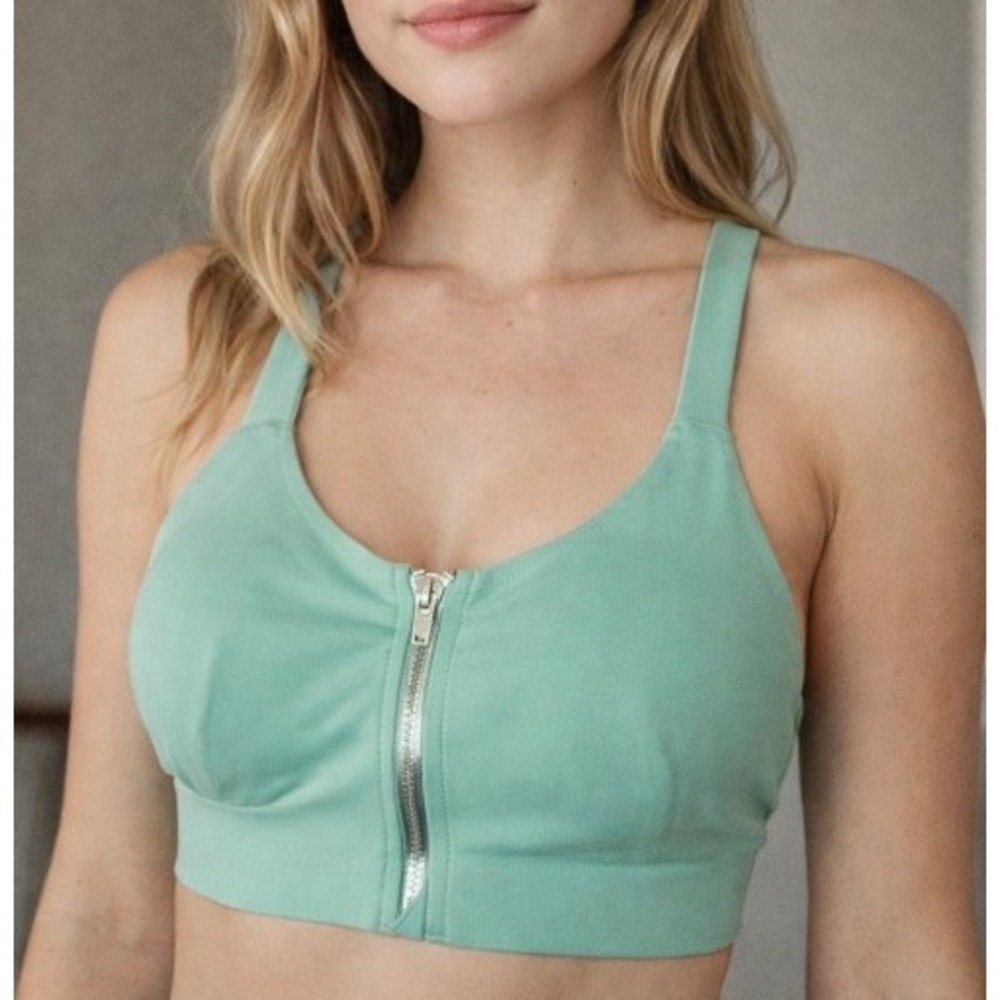 Victorias Secret Knockout Front Close Sport Bra 38DDD Teal High Impact Zip Front